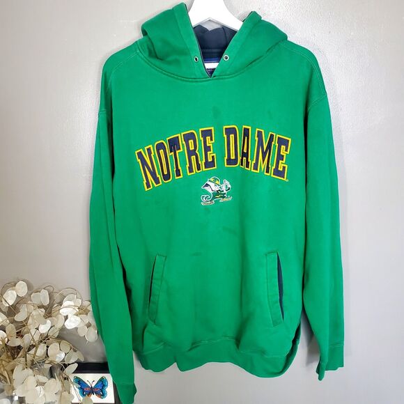 Vtg 90’s Champs University of Notre Dame Fighting Irish Hoodie Large FLAWED - Picture 1 of 10